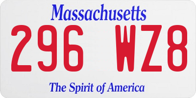 MA license plate 296WZ8