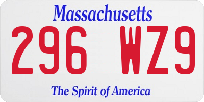 MA license plate 296WZ9