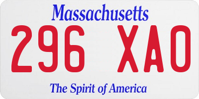 MA license plate 296XA0