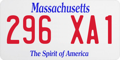 MA license plate 296XA1