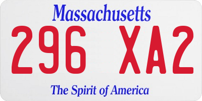 MA license plate 296XA2