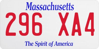 MA license plate 296XA4