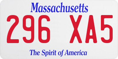 MA license plate 296XA5