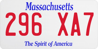 MA license plate 296XA7