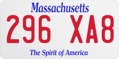 MA license plate 296XA8