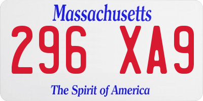 MA license plate 296XA9