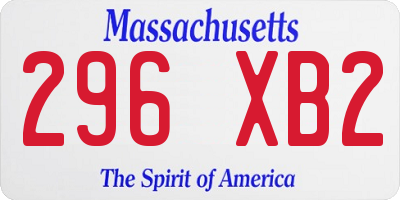 MA license plate 296XB2