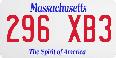 MA license plate 296XB3