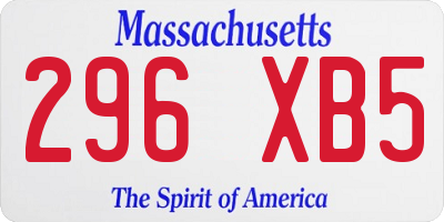 MA license plate 296XB5