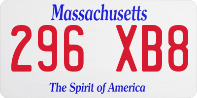 MA license plate 296XB8