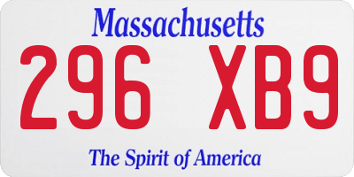 MA license plate 296XB9