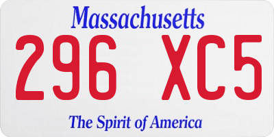 MA license plate 296XC5