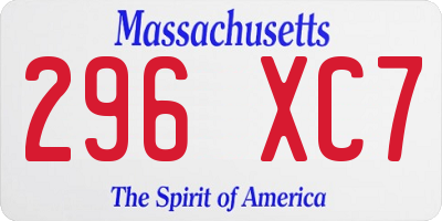 MA license plate 296XC7