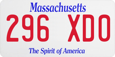 MA license plate 296XD0