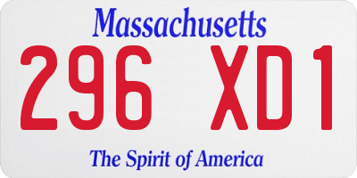 MA license plate 296XD1