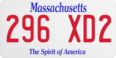 MA license plate 296XD2