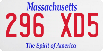 MA license plate 296XD5