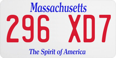 MA license plate 296XD7