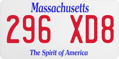 MA license plate 296XD8