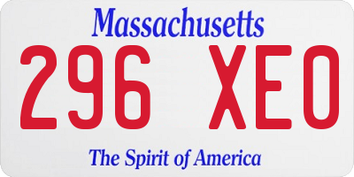 MA license plate 296XE0