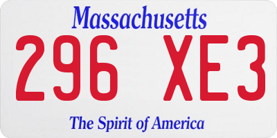 MA license plate 296XE3