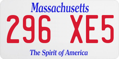 MA license plate 296XE5