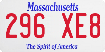 MA license plate 296XE8