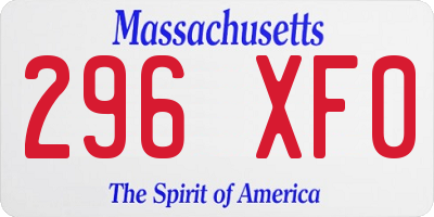 MA license plate 296XF0