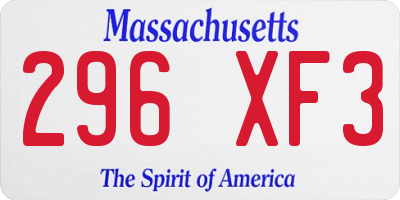 MA license plate 296XF3