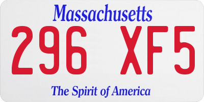 MA license plate 296XF5