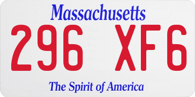 MA license plate 296XF6
