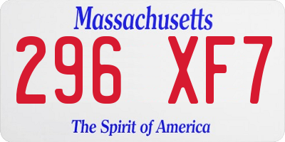 MA license plate 296XF7