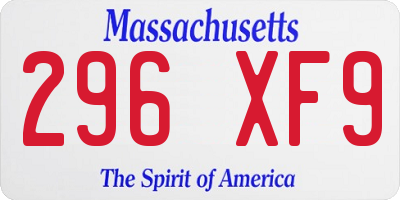 MA license plate 296XF9