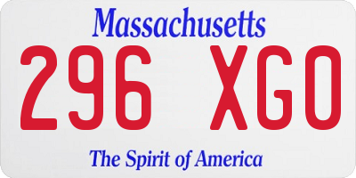 MA license plate 296XG0