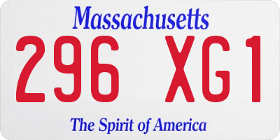 MA license plate 296XG1