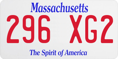 MA license plate 296XG2