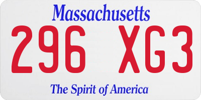MA license plate 296XG3