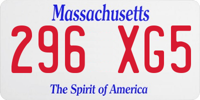 MA license plate 296XG5