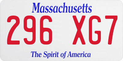 MA license plate 296XG7