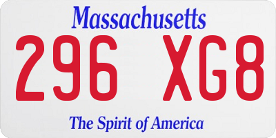 MA license plate 296XG8