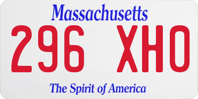 MA license plate 296XH0