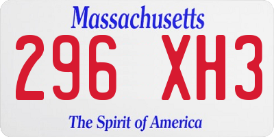 MA license plate 296XH3