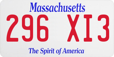 MA license plate 296XI3