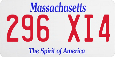 MA license plate 296XI4