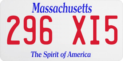MA license plate 296XI5