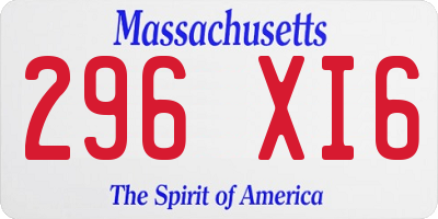 MA license plate 296XI6