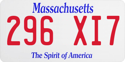 MA license plate 296XI7