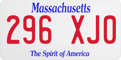 MA license plate 296XJ0