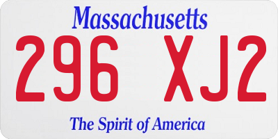 MA license plate 296XJ2