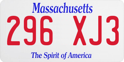 MA license plate 296XJ3